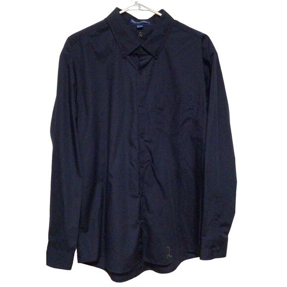 Port Authority Men’s Navy Blue Long Sleeve Button Down Shirt Size Large Casual - Picture 1 of 4